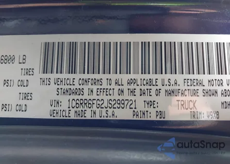 2018 Ram 1500 Tradesman 4X2 6'4 Box z USA, uszkodzony, nr VIN 1C6RR6FG2JS299721